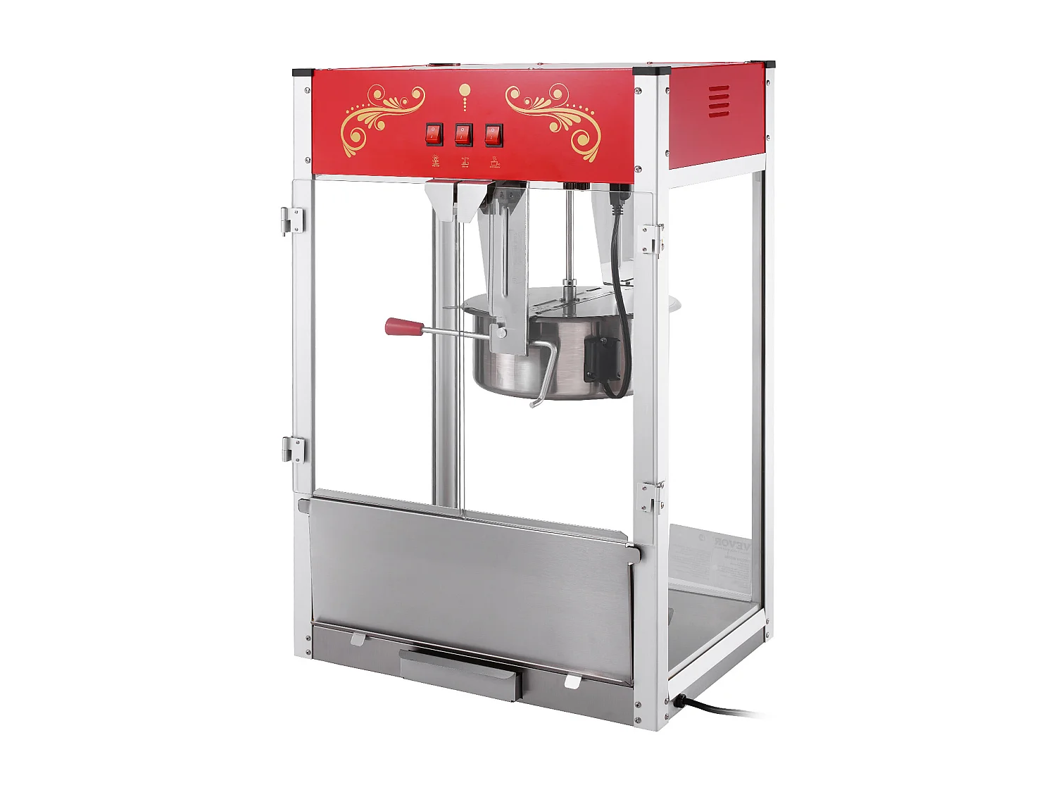 Machine à Pop-Corn SucceBuy 1615 W, Machine à Pop-Corn de 16 oz, Machine de Comptoir avec Bouilloire en Verre Trempé, Style Cinéma, Rouge