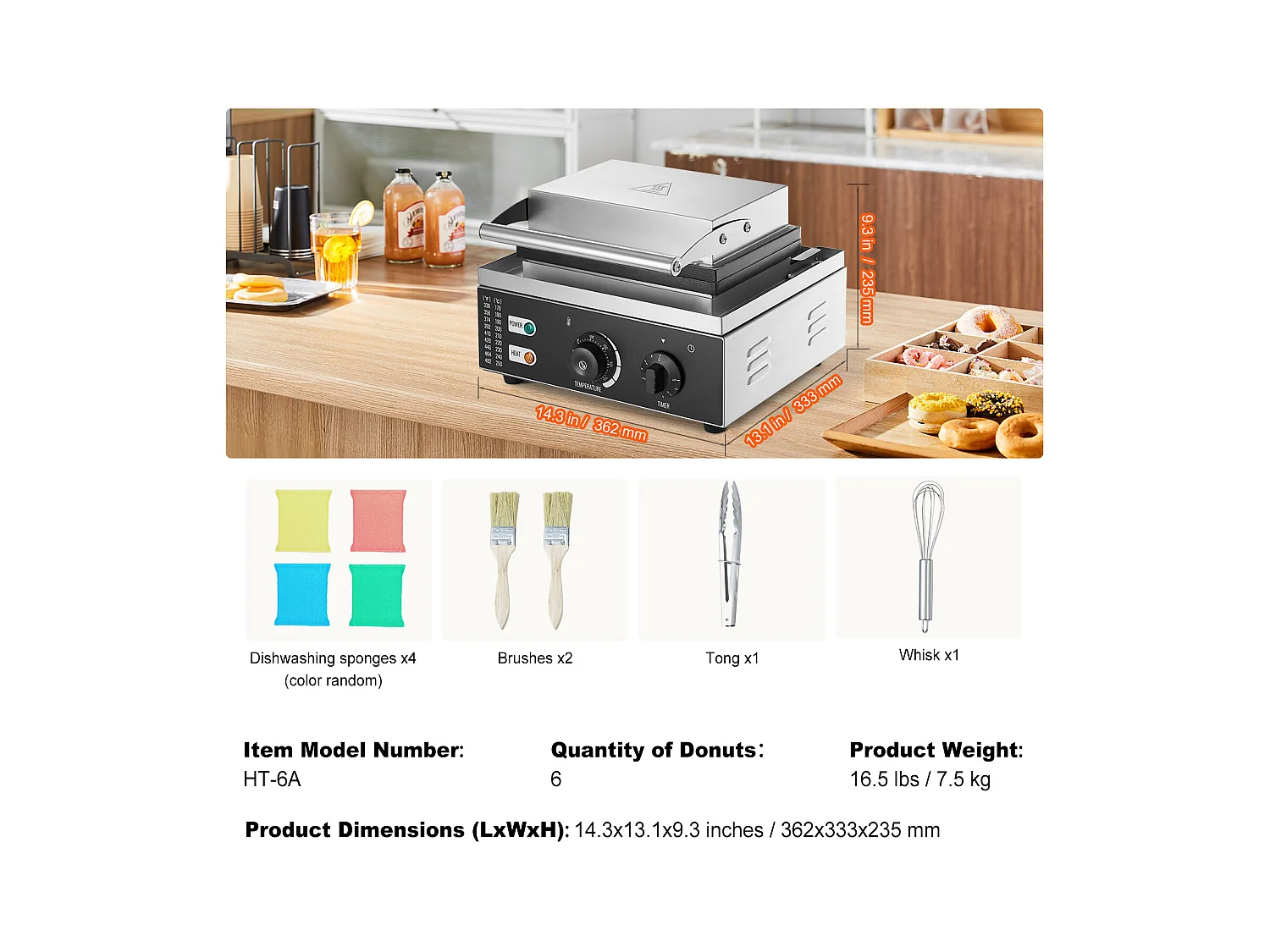 Machine à Beignets électrique Machine à Beignets Commerciale SucceBuy 6 Pièces 1550 W Antiadhésive