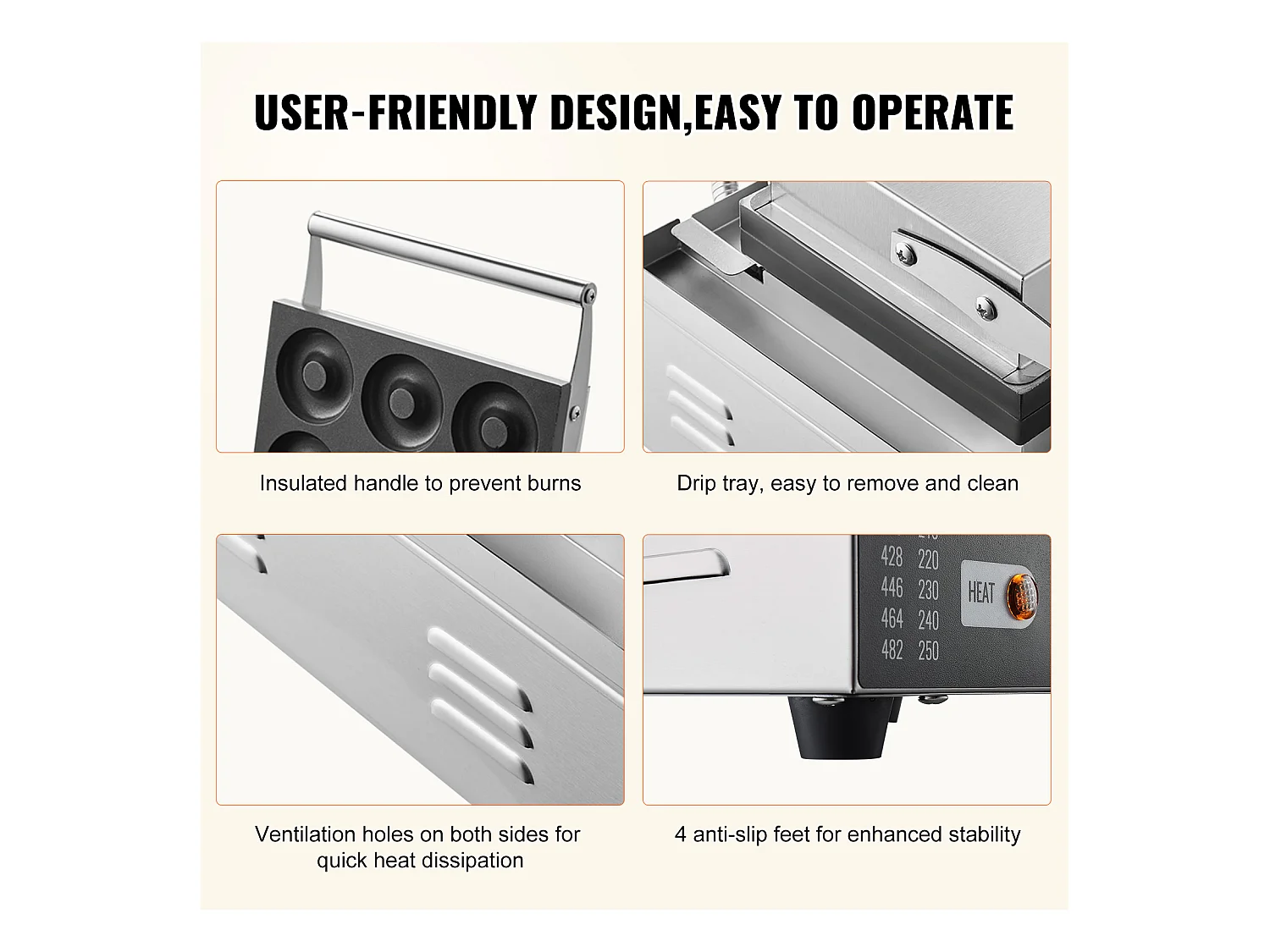Machine à Beignets électrique Machine à Beignets Commerciale SucceBuy 6 Pièces 1550 W Antiadhésive