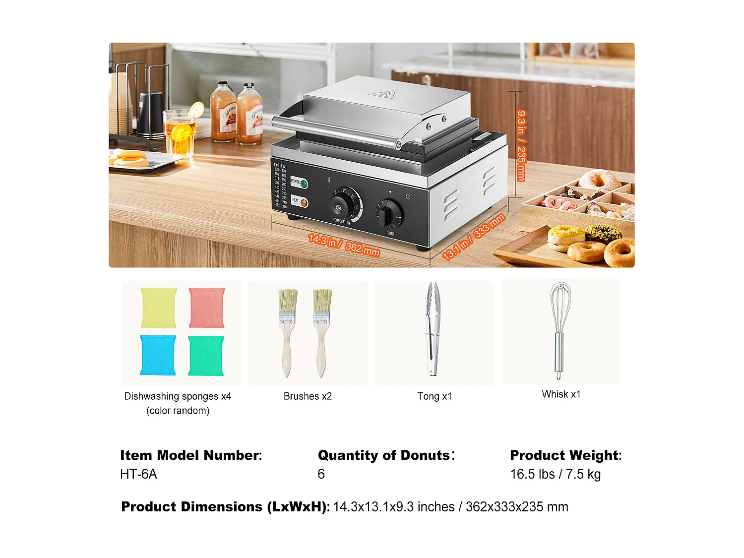 Machine à Beignets électrique Machine à Beignets Commerciale SucceBuy 6 Pièces 1550 W Antiadhésive