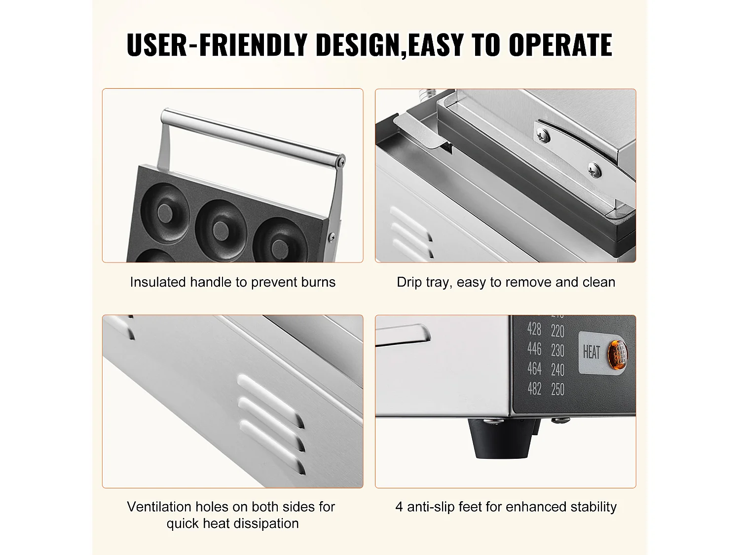 Machine à Beignets électrique Machine à Beignets Commerciale SucceBuy 6 Pièces 1550 W Antiadhésive
