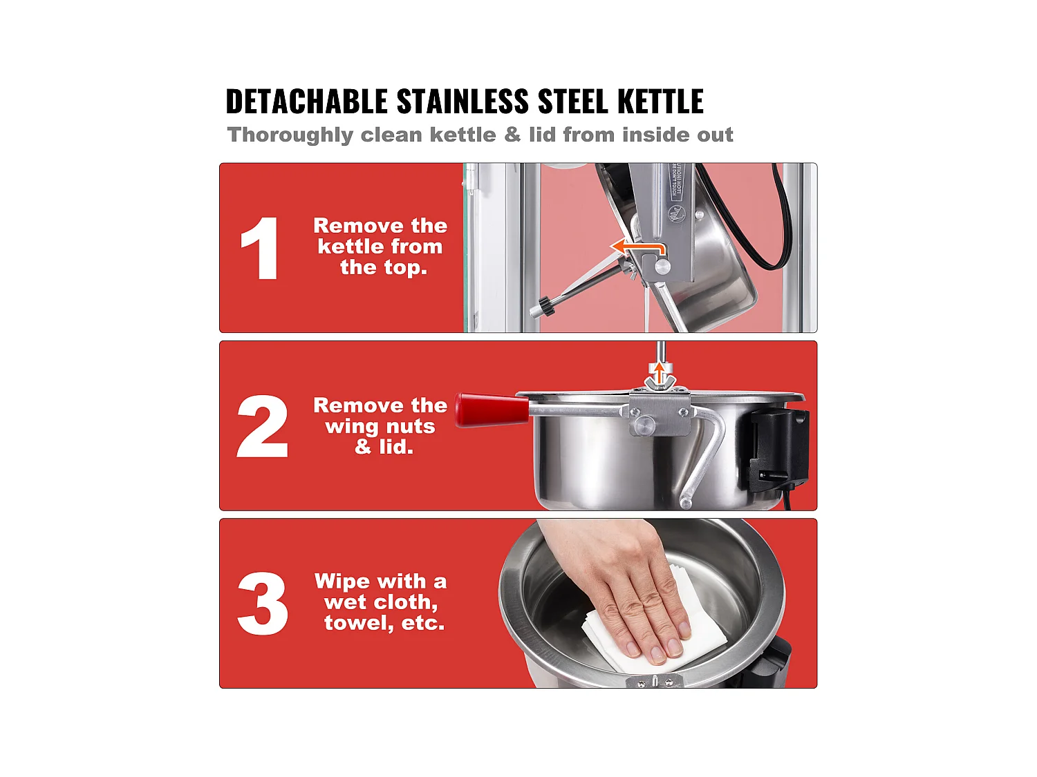 Popcornmaschine SucceBuy 850 W, 227 ml Kessel, 48 Tassen pro Charge, Tischmaschine mit Gehärtetem Glas, Inklusive 4 Löffel, Schwarz