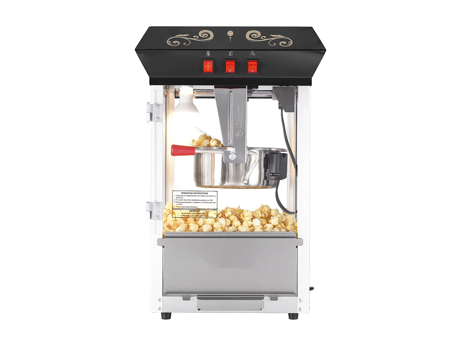 Máquina de Palomitas SucceBuy 850 W, Caldero de 227 ml, 48 Tazas por Lote, Máquina de Mostrador con Vidrio Templado, Incluye 4 Cucharas, Negro
