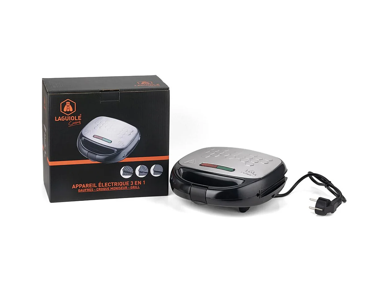 Appareil électrique 3 en 1 (gaufre - croque-moniseur - grill)