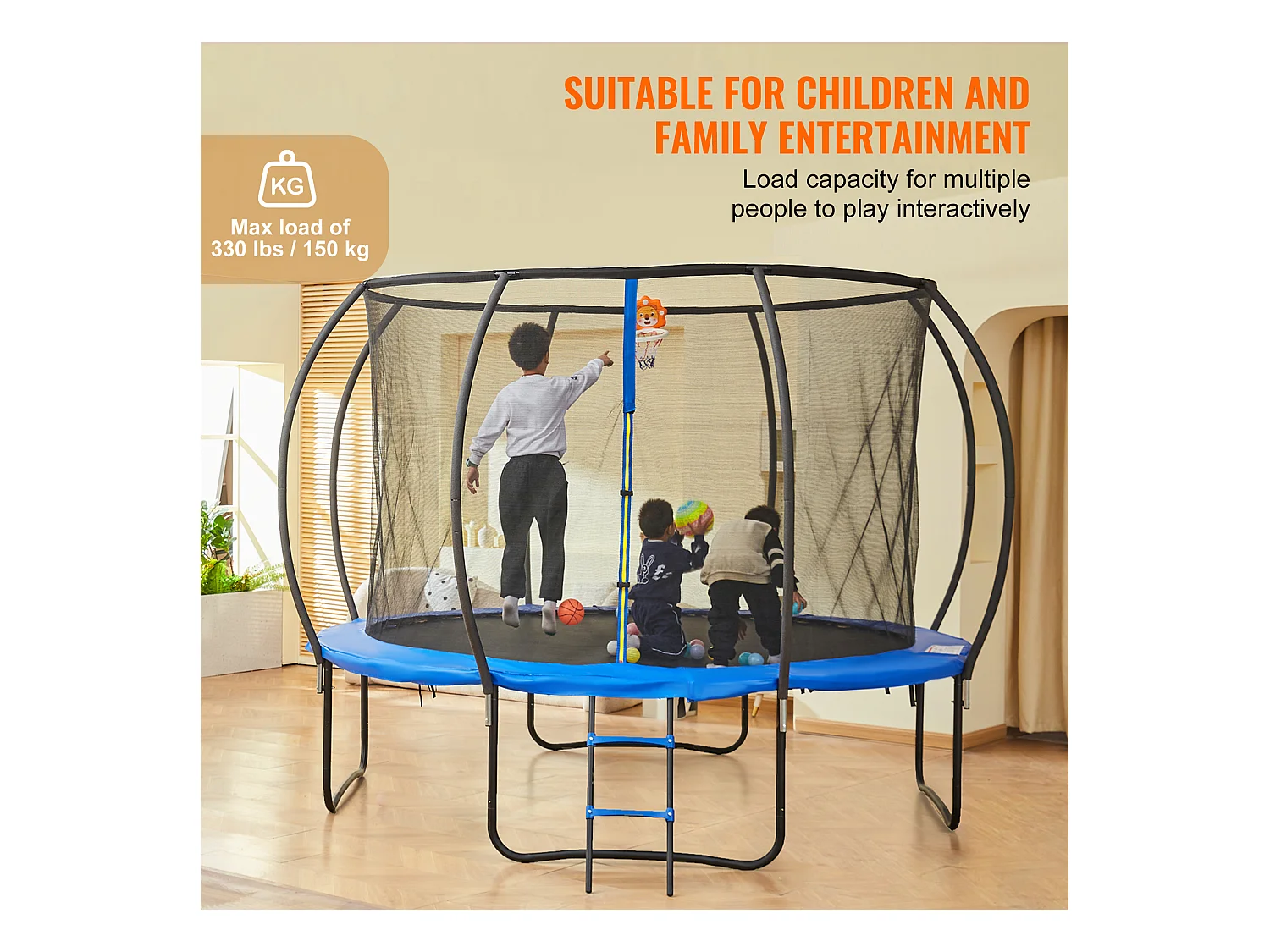 Trampoline Récréatif D'Extérieur SucceBuy,  366 cm pour Enfants avec Filet de Sécurité