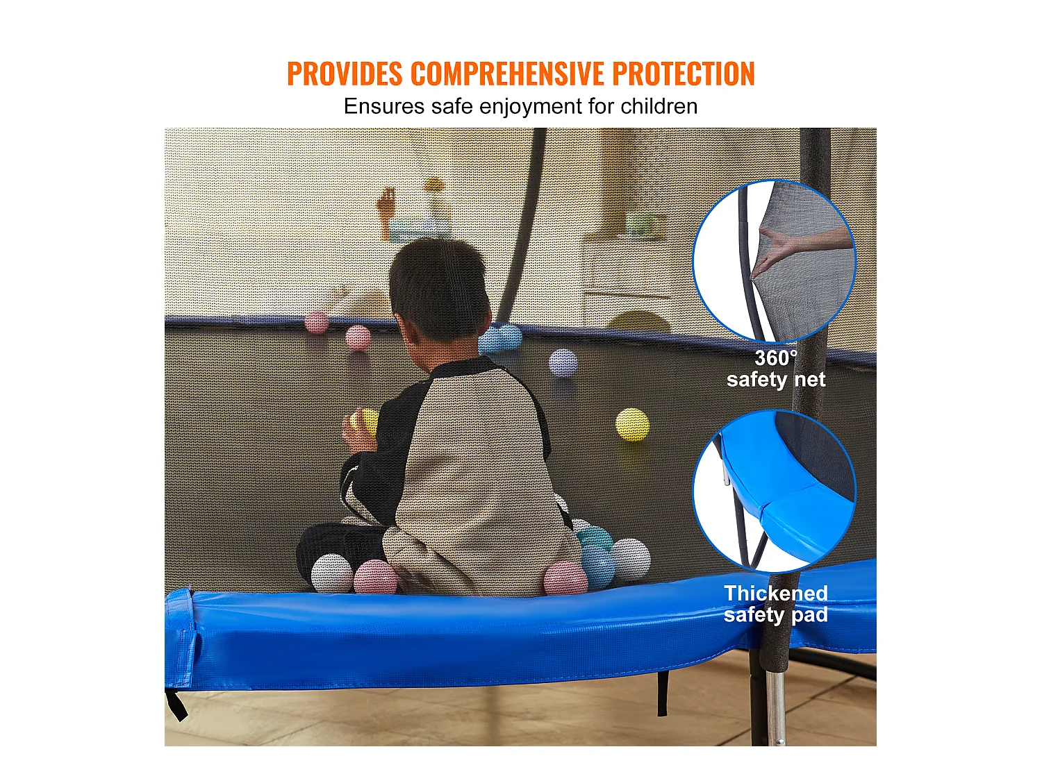 Trampoline Récréatif D'Extérieur SucceBuy,  366 cm pour Enfants avec Filet de Sécurité