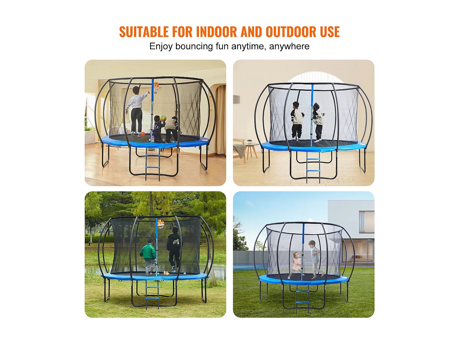 Trampoline Récréatif D'Extérieur SucceBuy,  366 cm pour Enfants avec Filet de Sécurité