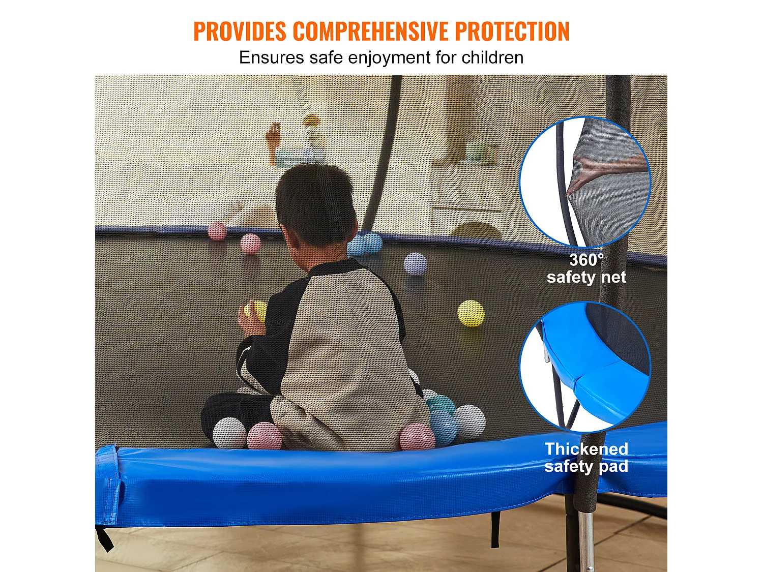 Trampoline Récréatif D'Extérieur SucceBuy, 305 cm pour Enfants avec Filet de Sécurité
