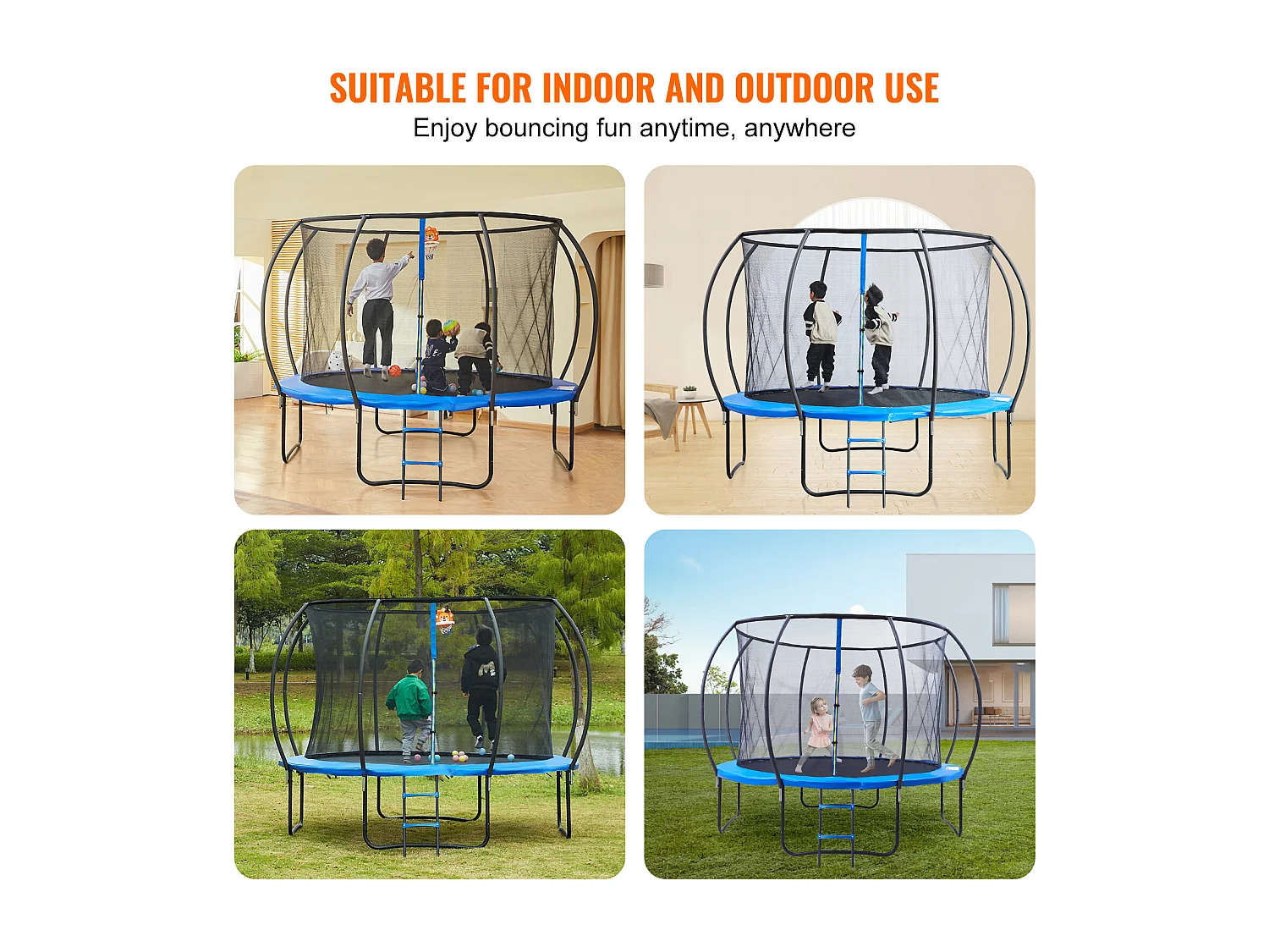 Trampoline Récréatif D'Extérieur SucceBuy, 305 cm pour Enfants avec Filet de Sécurité