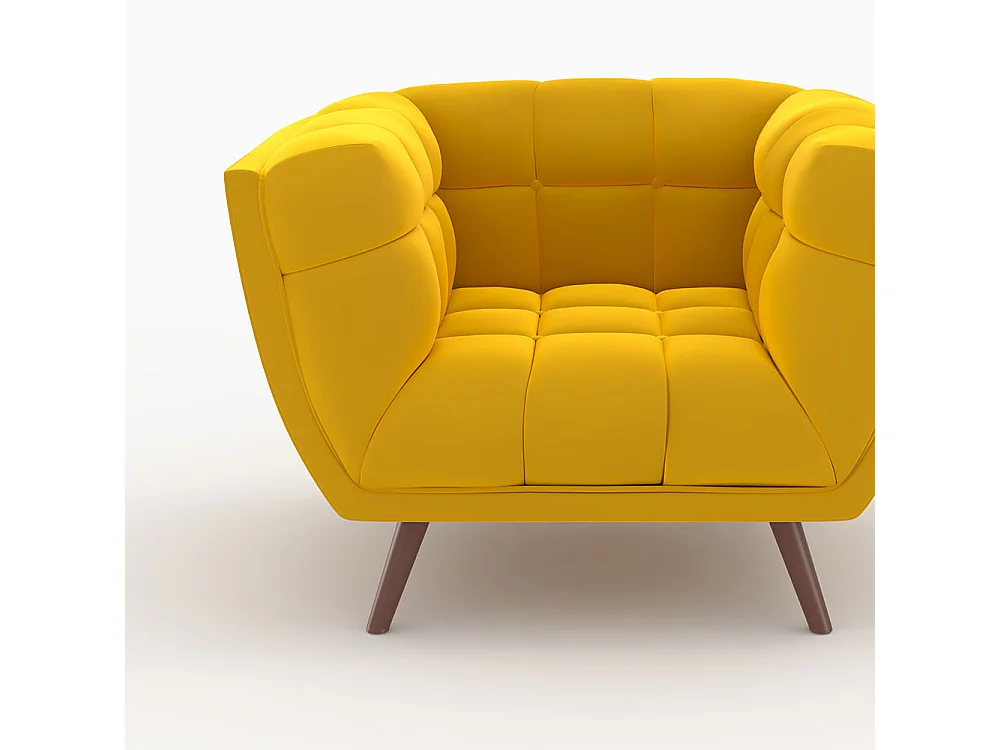 Ensemble canapé et fauteuil en velours jaune 4 places - Mona