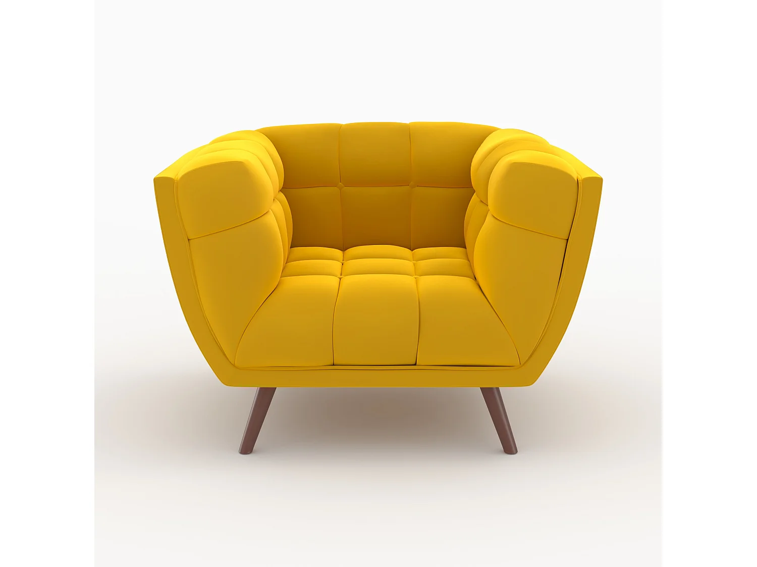 Ensemble canapé et fauteuil en velours jaune 4 places - Mona