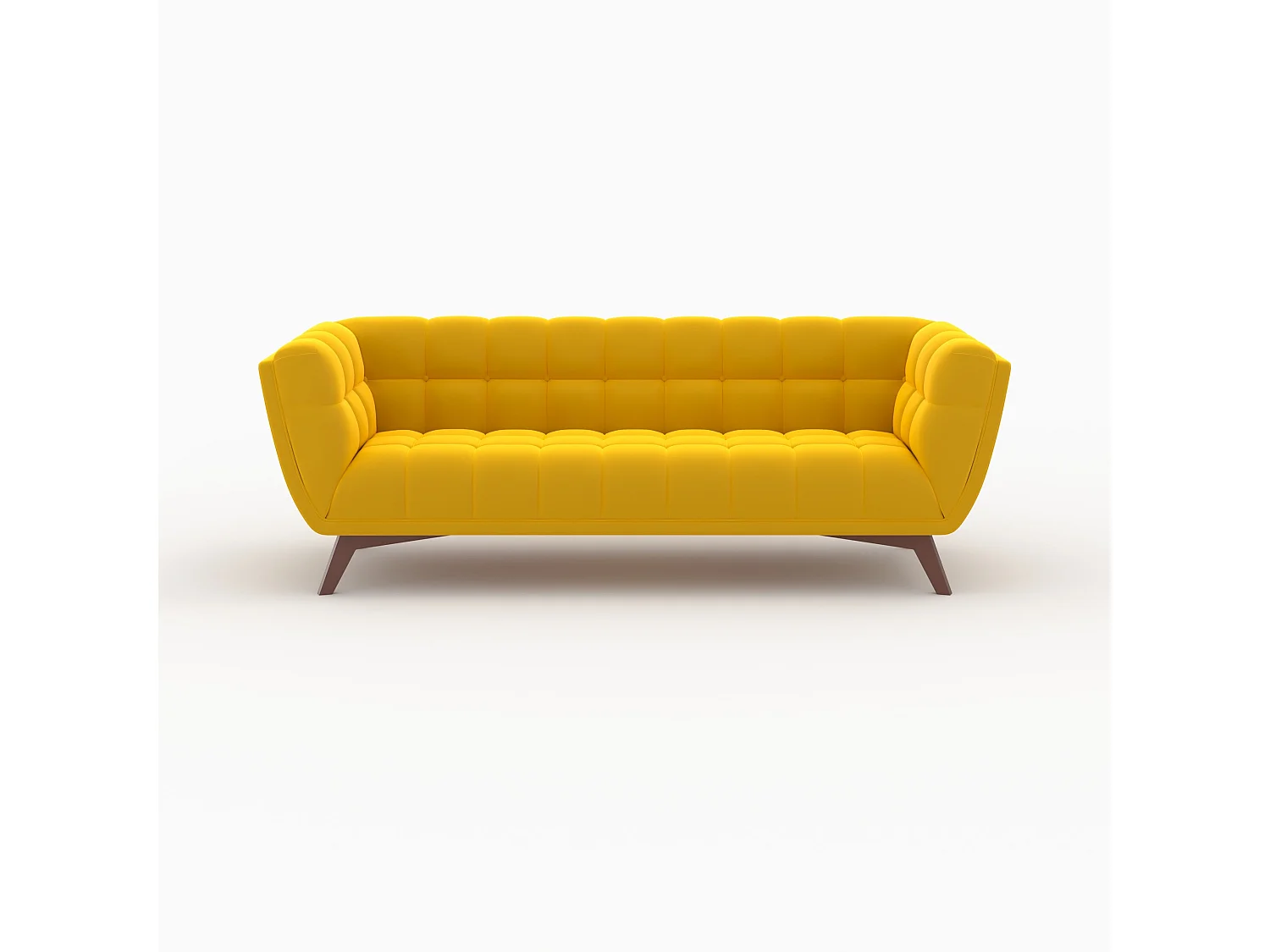 Ensemble canapé et fauteuil en velours jaune 4 places - Mona