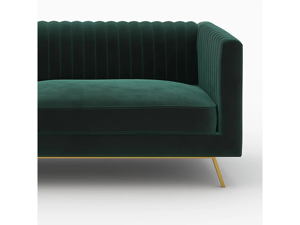 Ensemble canapé et fauteuil en velours vert 3 places - Gatsby