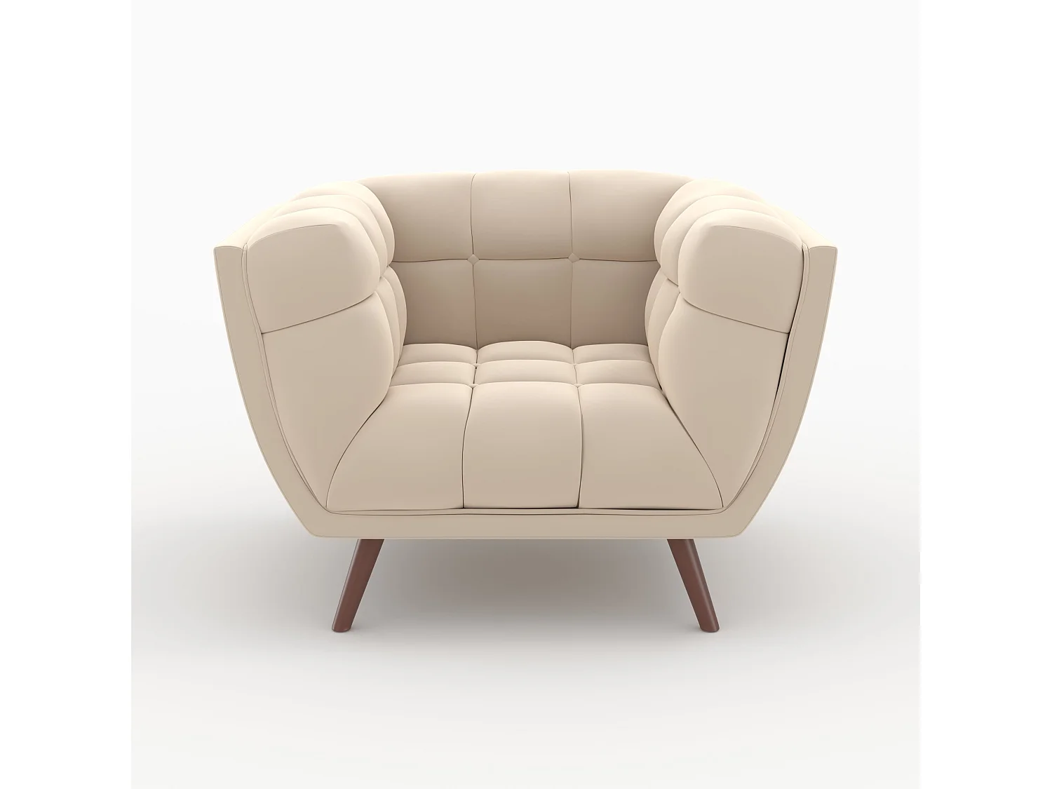 Ensemble canapé et fauteuil en velours beige 4 places - Mona