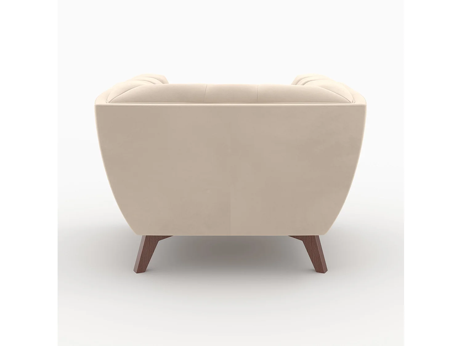 Set divano e poltrona in velluto beige 4 posti - Mona