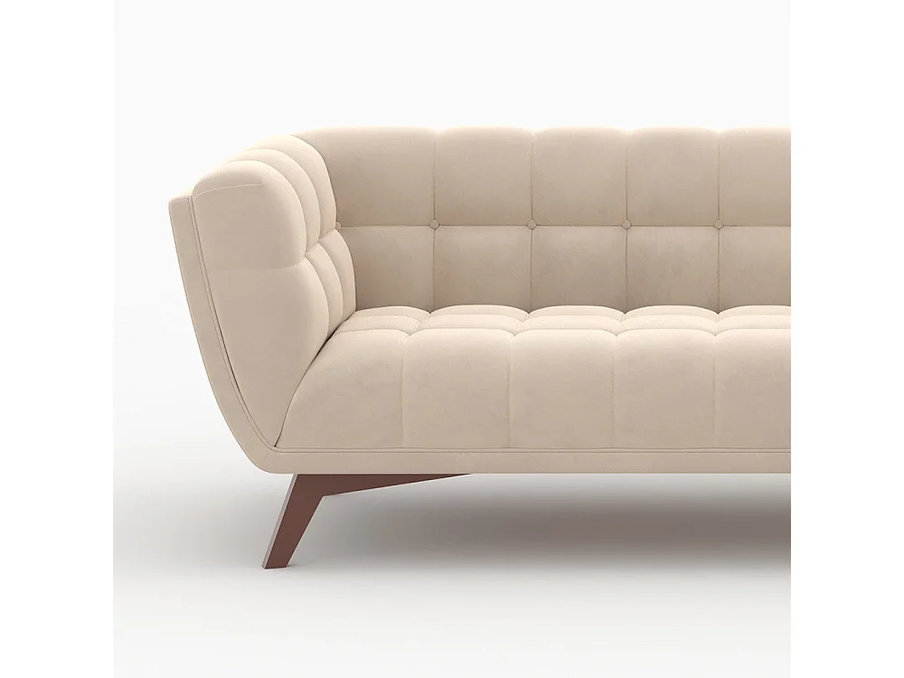 Set divano e poltrona in velluto beige 4 posti - Mona