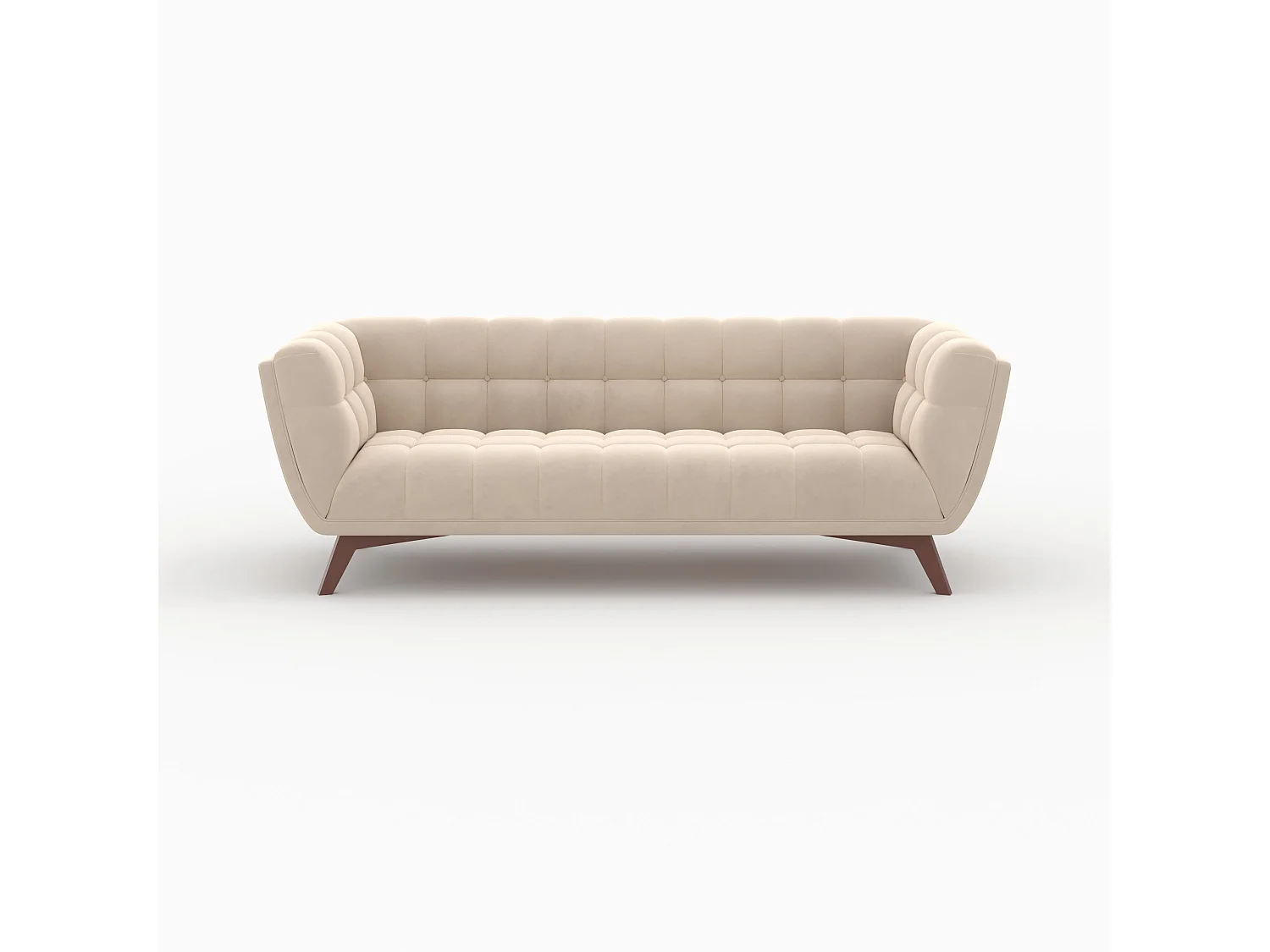 Set divano e poltrona in velluto beige 4 posti - Mona