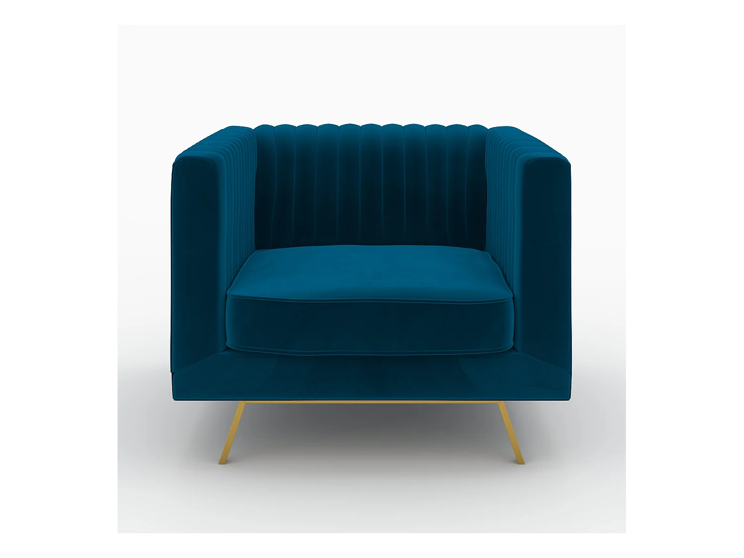 Set divano e poltrona in velluto blu 3 posti - Gatsby