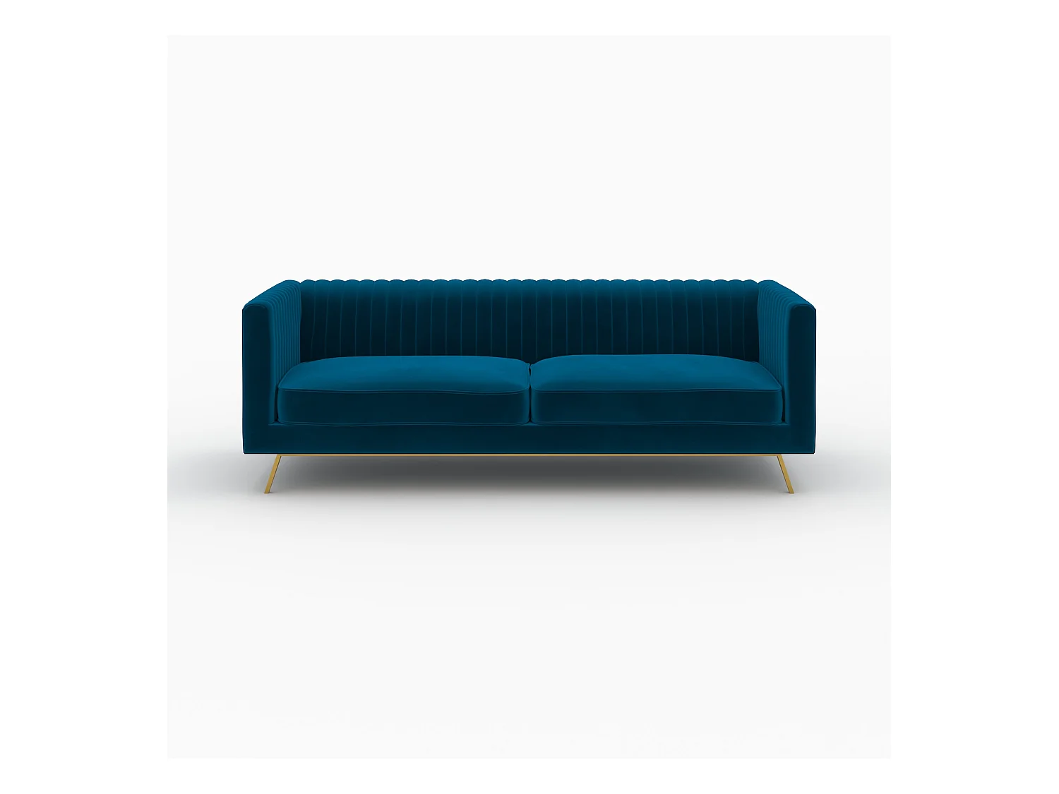 Set divano e poltrona in velluto blu 3 posti - Gatsby