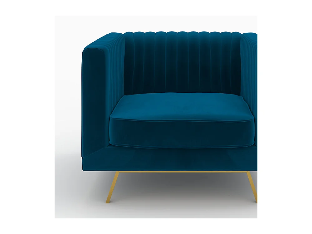 Set divano e poltrona in velluto blu 3 posti - Gatsby