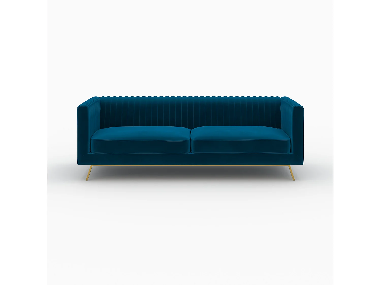 Conjunto de sofá y sillón de terciopelo azul de 3 plazas - Gatsby