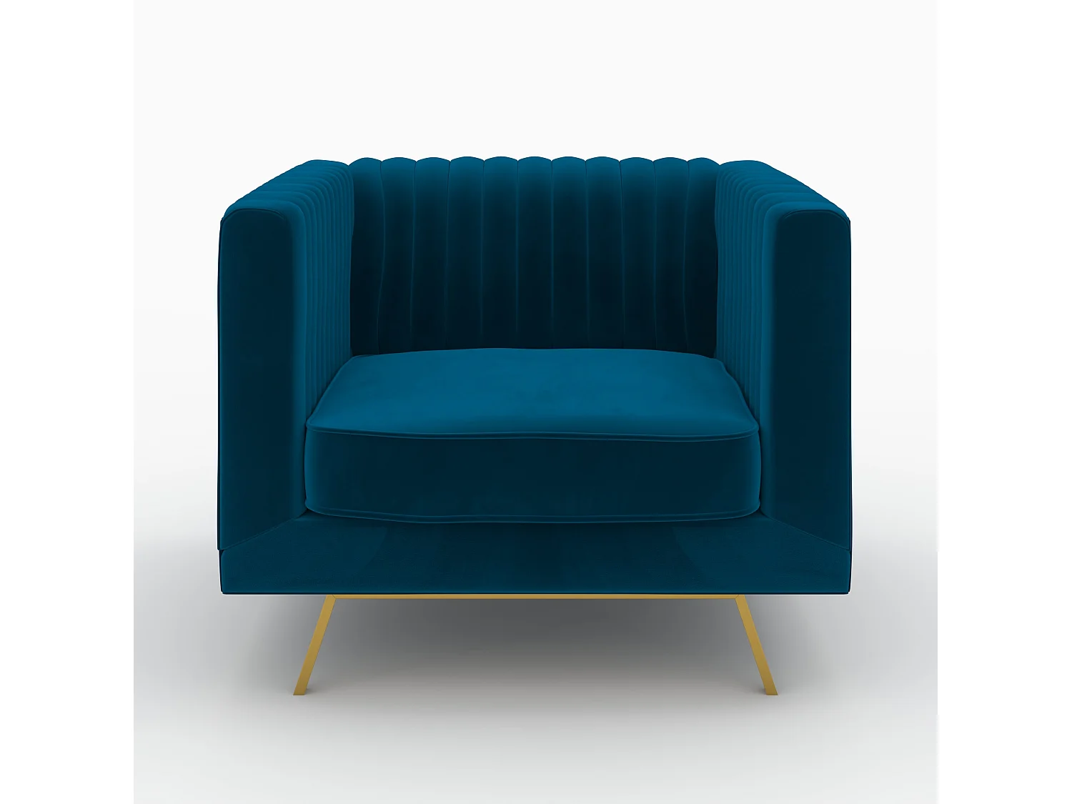 Set divano e poltrona in velluto blu per 3 posti - Gatsby