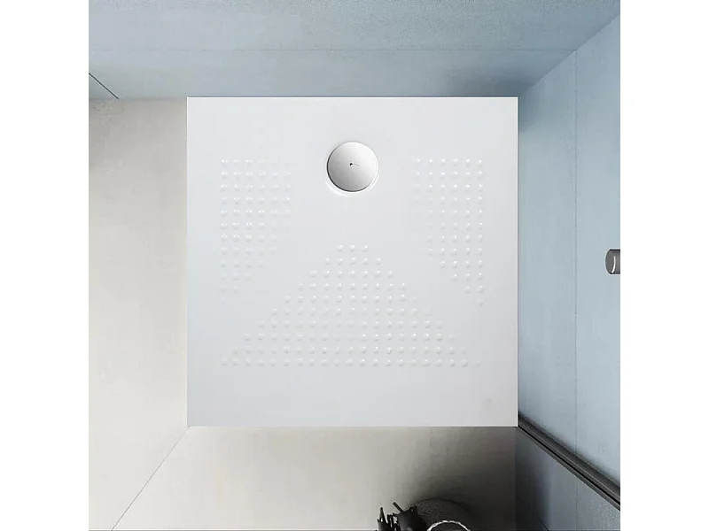Base de duche quadrada "Denver" branca brilhante em cerâmica fina antiderrapante 90x90h cm