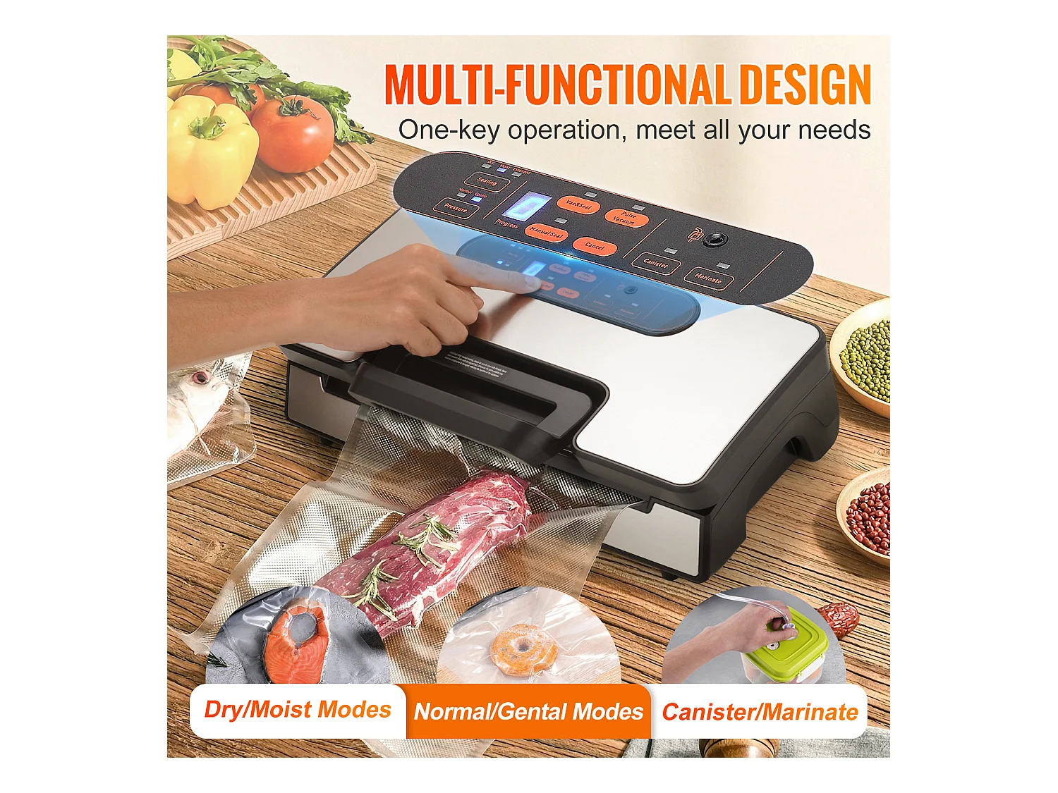 Machine sous Vide SucceBuy Machine à Emballer sous Vide, Économiseur de Conservation des Aliments 90 kPa avec Sacs Scellés