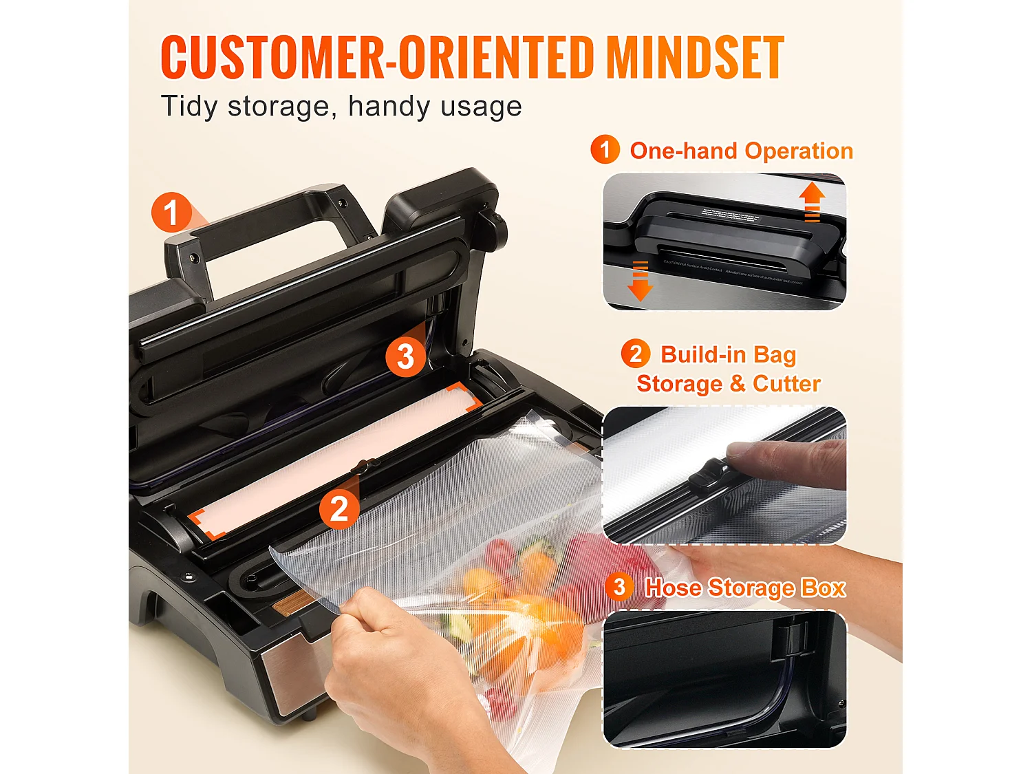 Sous-Vide-Maschine SucceBuy Vakuumierer, 90 kPa Lebensmittelaufbewahrung mit Versiegelten Beuteln