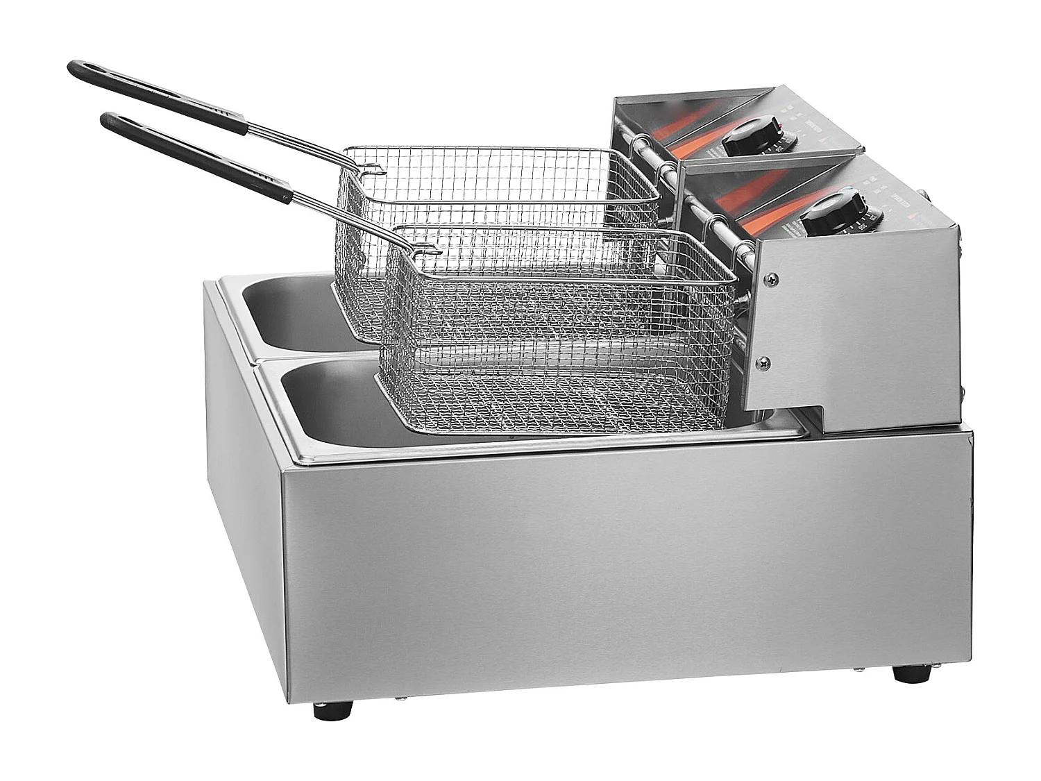 Friteuse Électrique Commerciale SucceBuy, Capacité de 24 L, Friteuse de Comptoir en Acier Inoxydable de 5 000 W avec Deux Paniers Amovibles