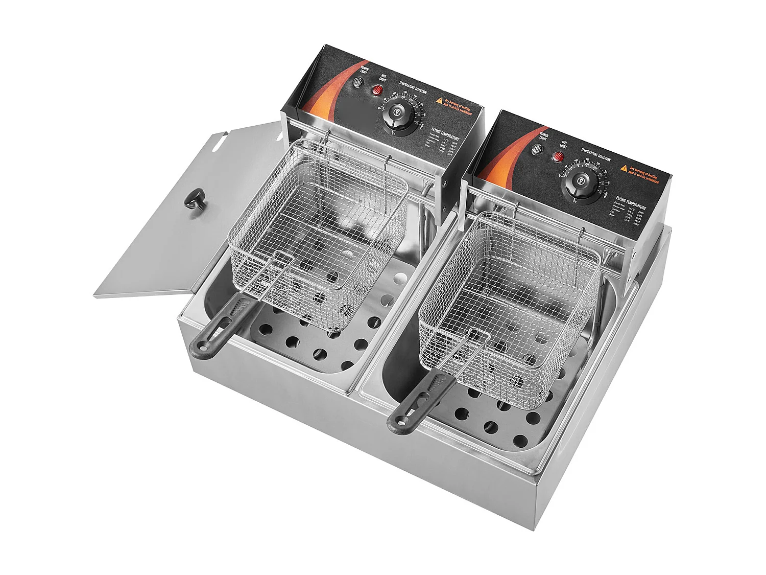 Commerciële Elektrische Friteuse SucceBuy, Capaciteit van 24 L, RVS Aanrekenfriteuse van 5 000 W met Twee Verwijderbare Manden