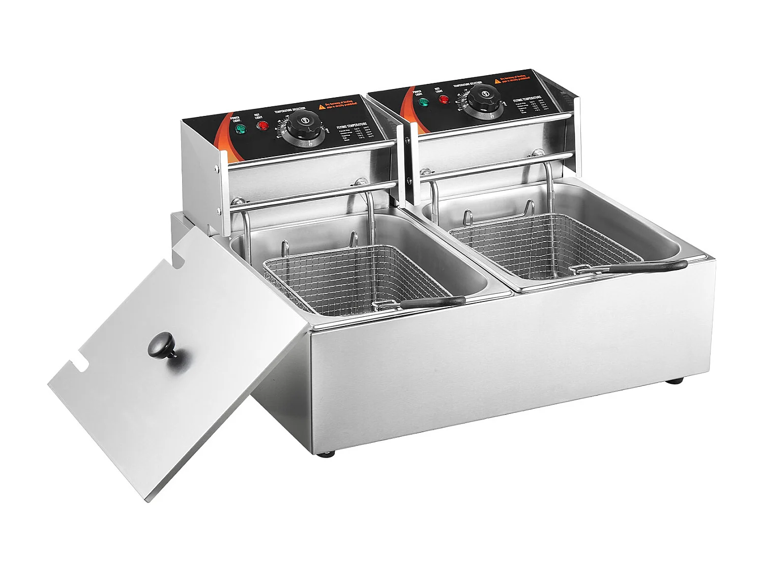 Commerciële Elektrische Friteuse SucceBuy, Capaciteit van 24 L, RVS Aanrekenfriteuse van 5 000 W met Twee Verwijderbare Manden