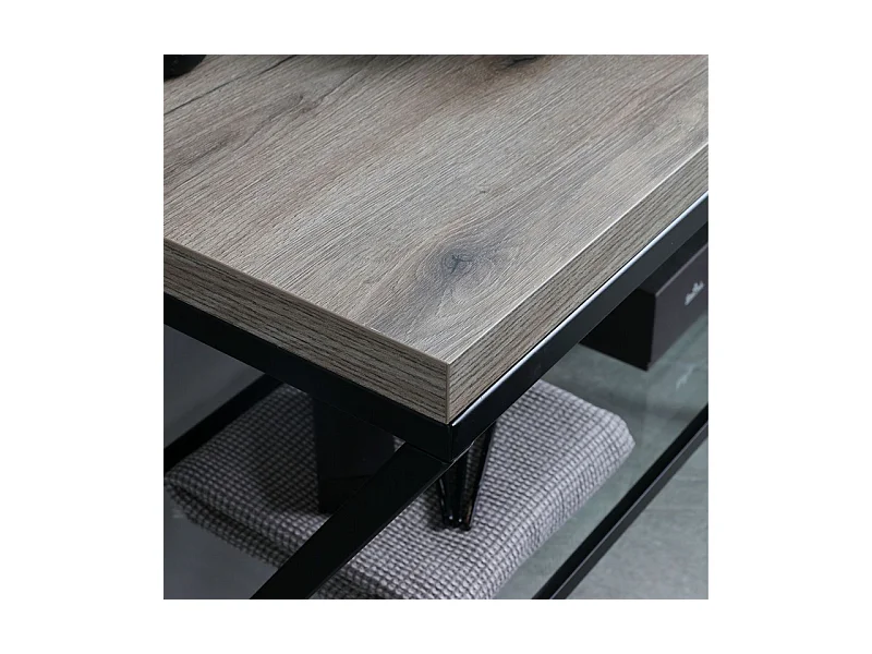 Meuble de salle de bain sur pied « Medellín » 100 cm en chêne fossile avec vasque ronde en céramique grise et miroir rectangulaire