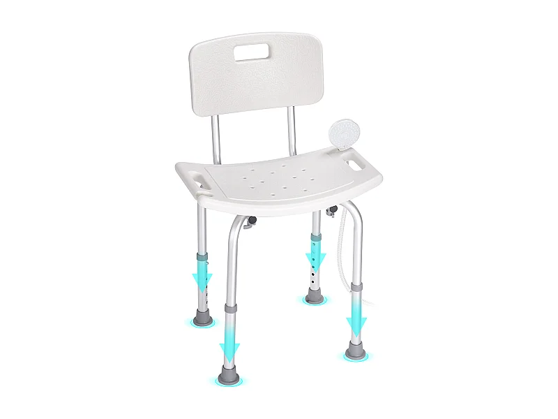 Siège de Douche SucceBuy avec Dossier, Banc de Bain à Hauteur Réglable pour Baignoire, 158,8 kg