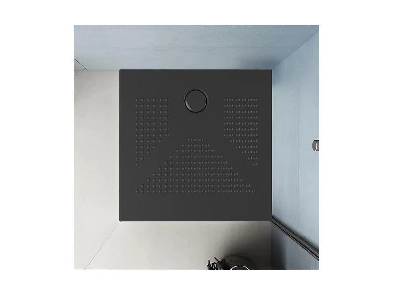 "Denver" quadratische mattschwarze Duschwanne aus dünner, rutschfester Keramik 80x80h cm