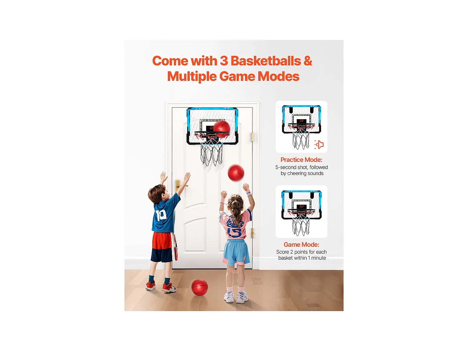 Panier de Basket-ball SucceBuy Panier de Basket pour Enfants avec Lumières LED et Tableau d'Affichage Audio, Usage Intérieur