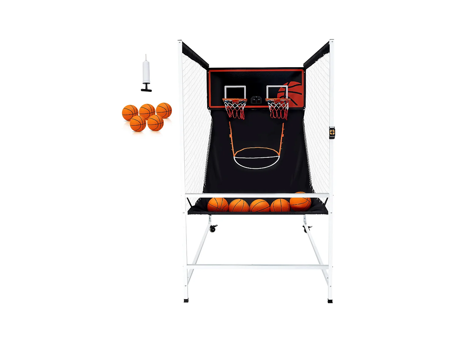 Basketballkorb SucceBuy Double Shot Indoor-Basketball-Arcade-Spiel für 2 Spieler und 5 Bälle