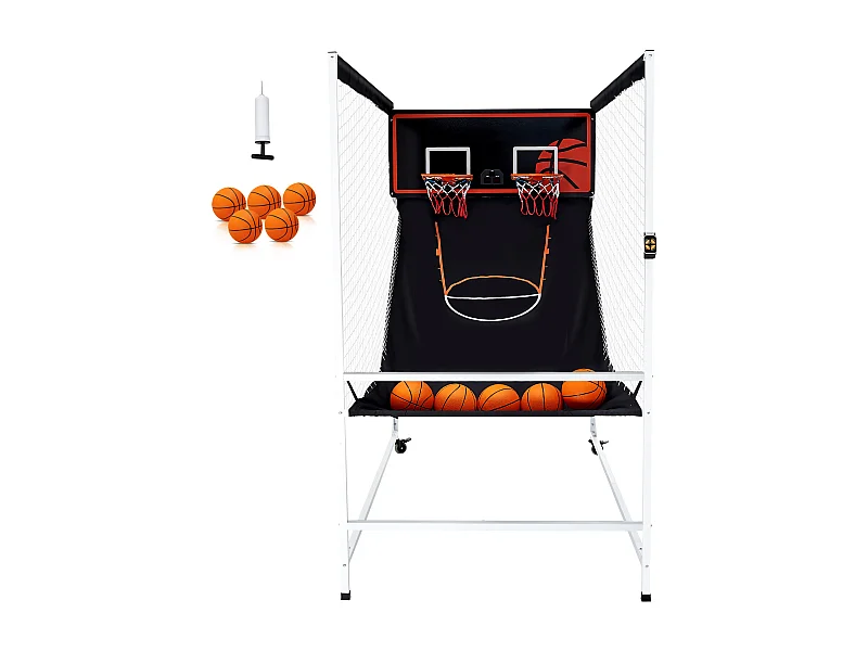 Panier de Basketball SucceBuy Jeu d'arcade de Basket-Ball d'intérieur Double Shot pour 2 Joueurs et 5 Balles