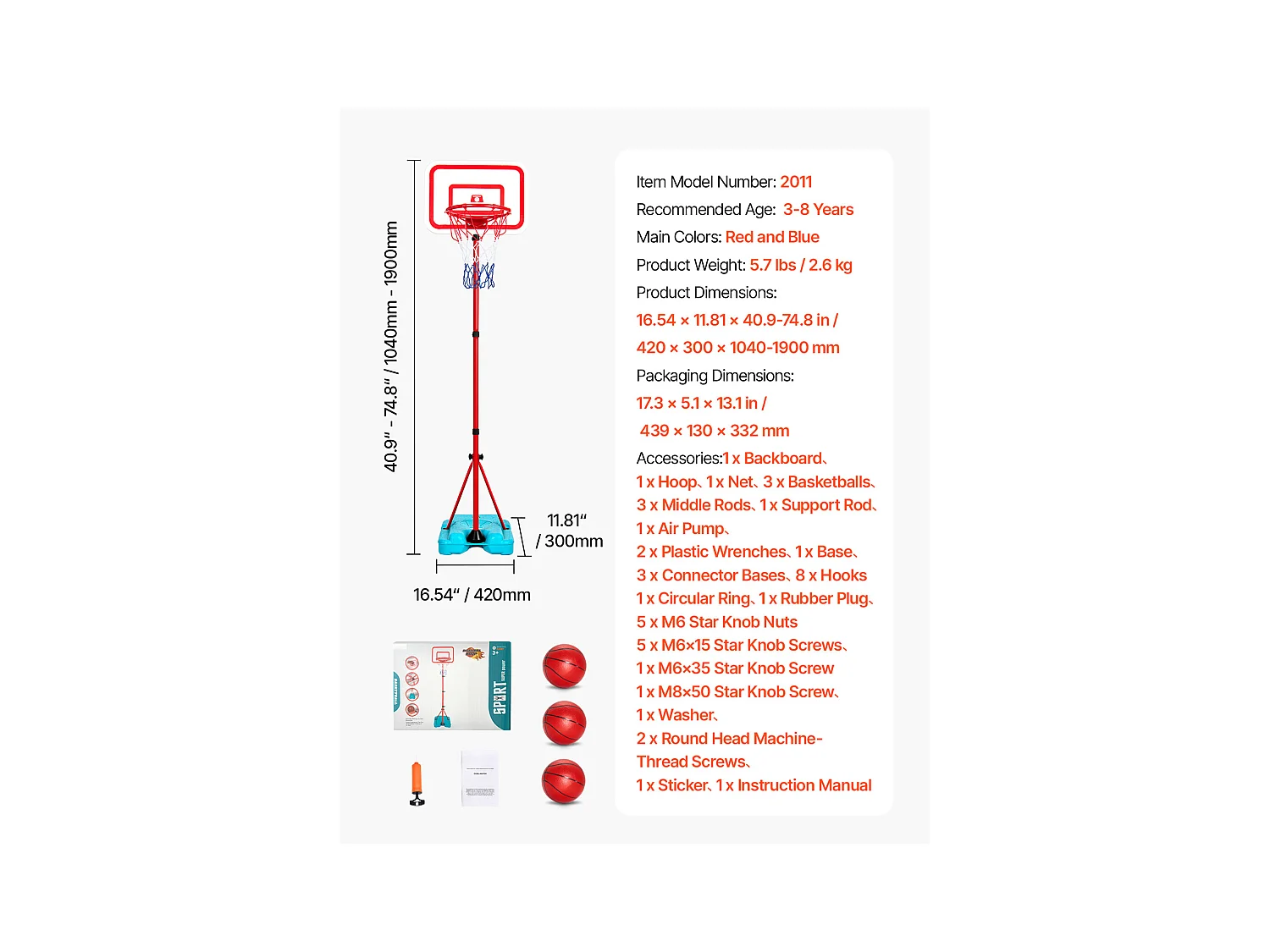 Panier de Basket-ball SucceBuy Panier de Basket-ball pour Enfants, Hauteur Réglable, Portable, pour Enfants