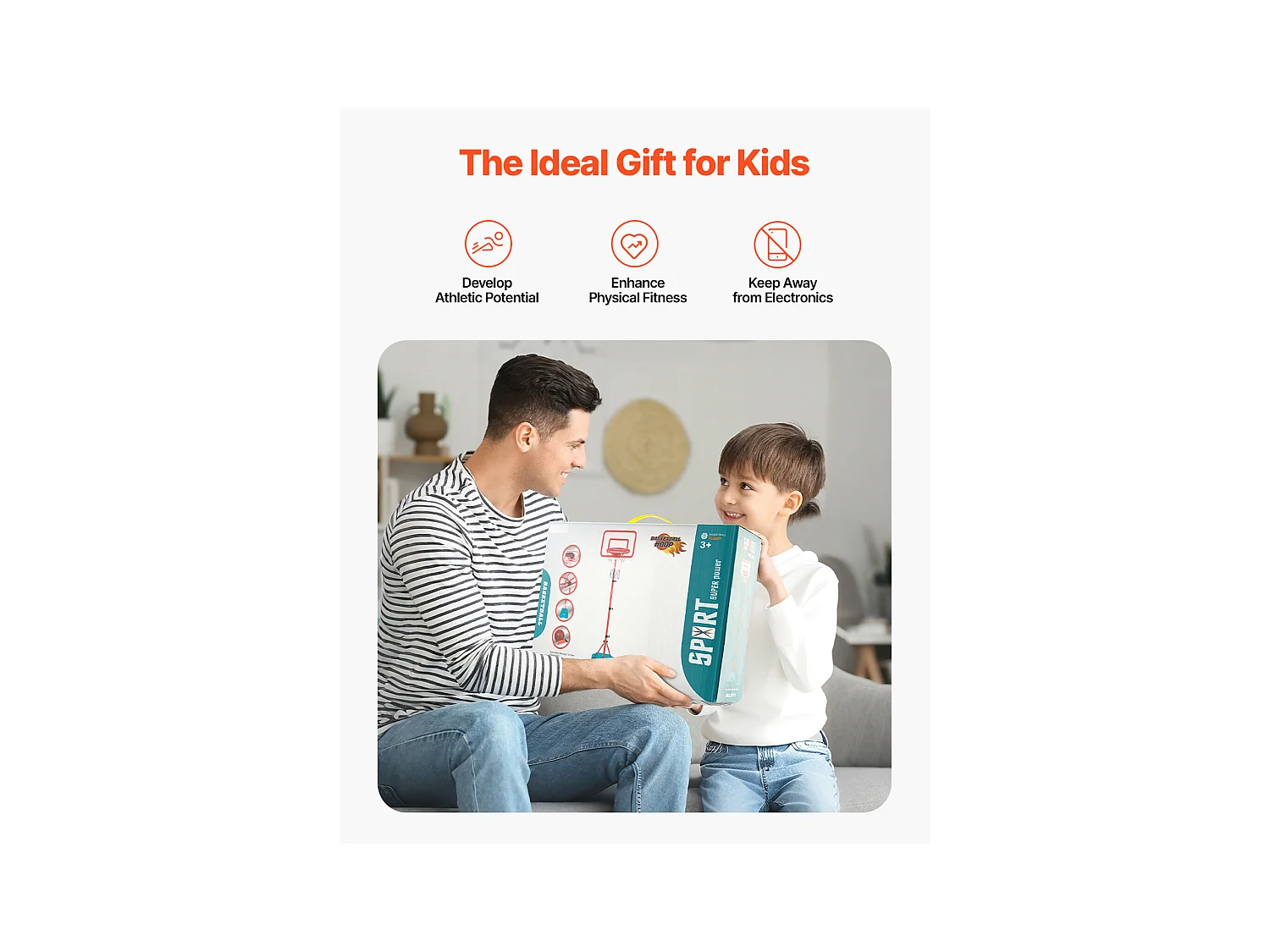 Panier de Basket-ball SucceBuy Panier de Basket-ball pour Enfants, Hauteur Réglable, Portable, pour Enfants