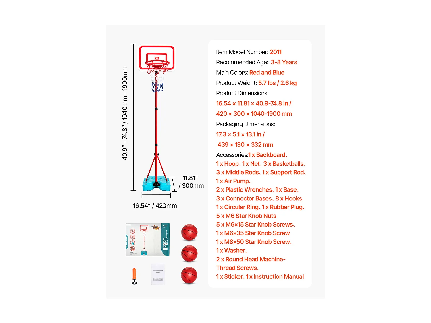 Panier de Basket-ball SucceBuy Panier de Basket-ball pour Enfants, Hauteur Réglable, Portable, pour Enfants