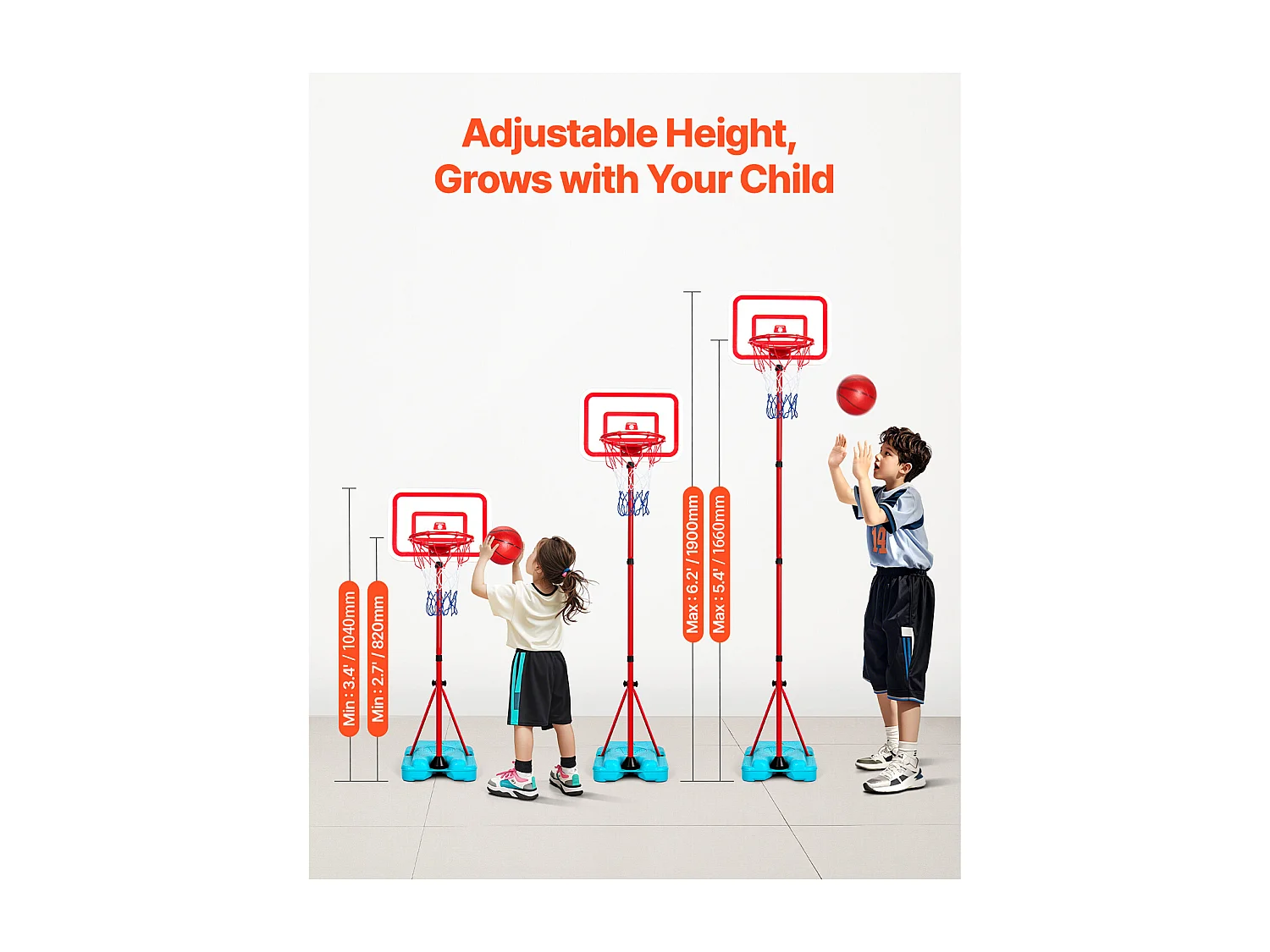 Panier de Basket-ball SucceBuy Panier de Basket-ball pour Enfants, Hauteur Réglable, Portable, pour Enfants
