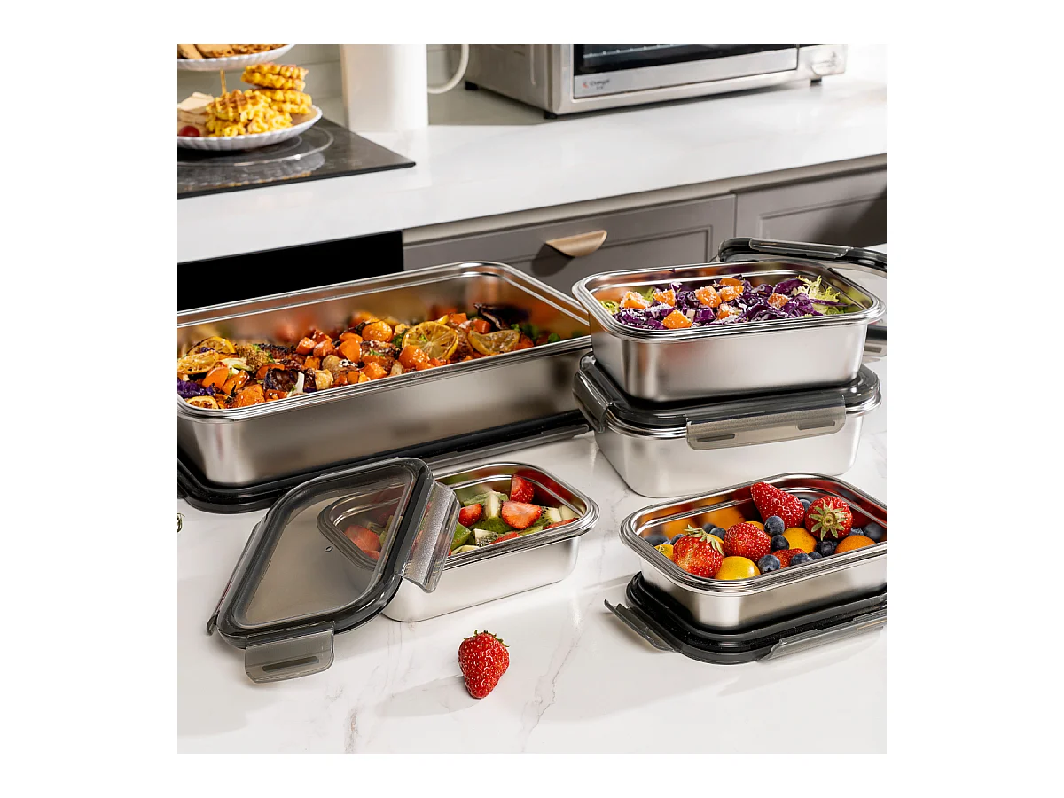 5 boîtes rectangulaires inox