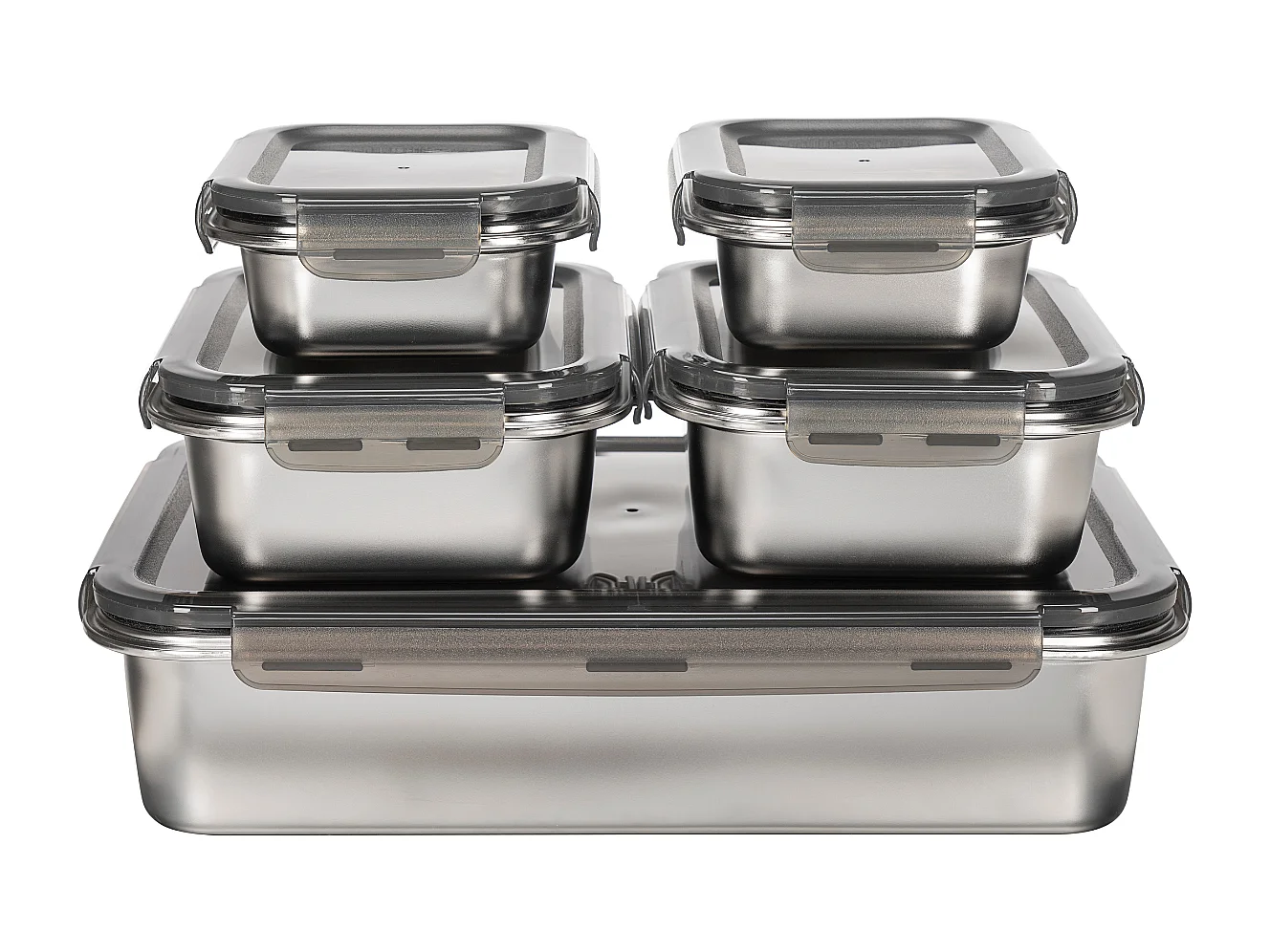 5 boîtes rectangulaires inox