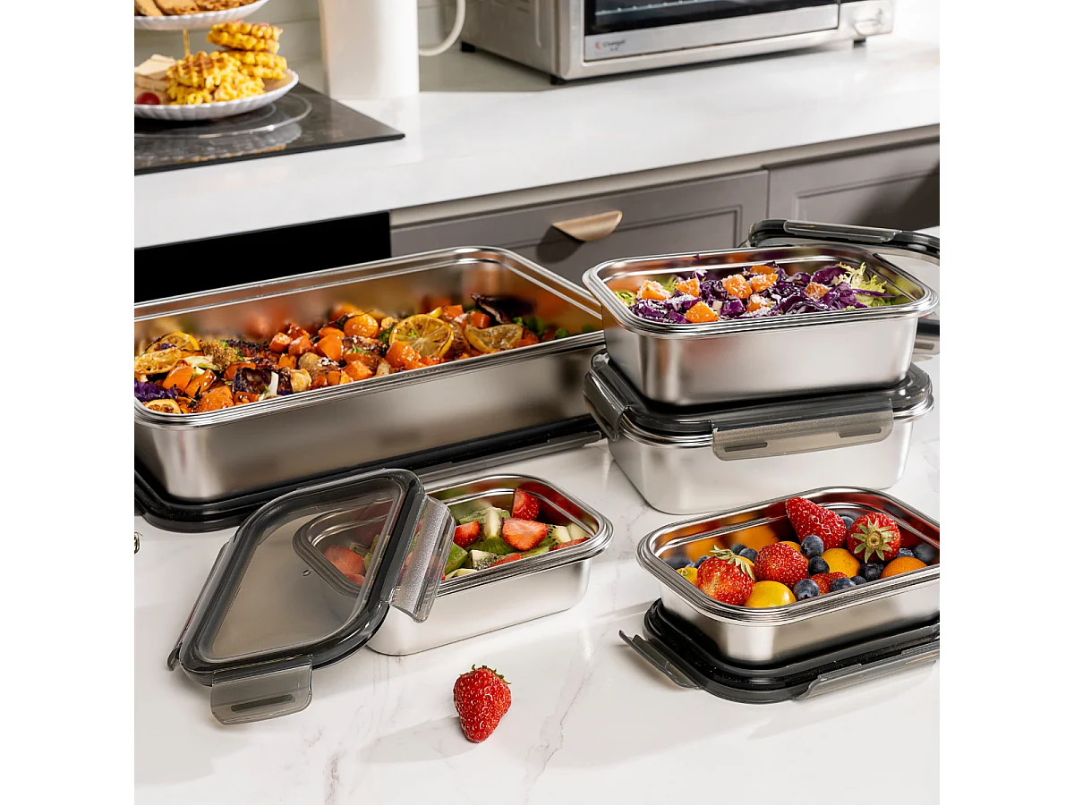 5 boîtes rectangulaires inox