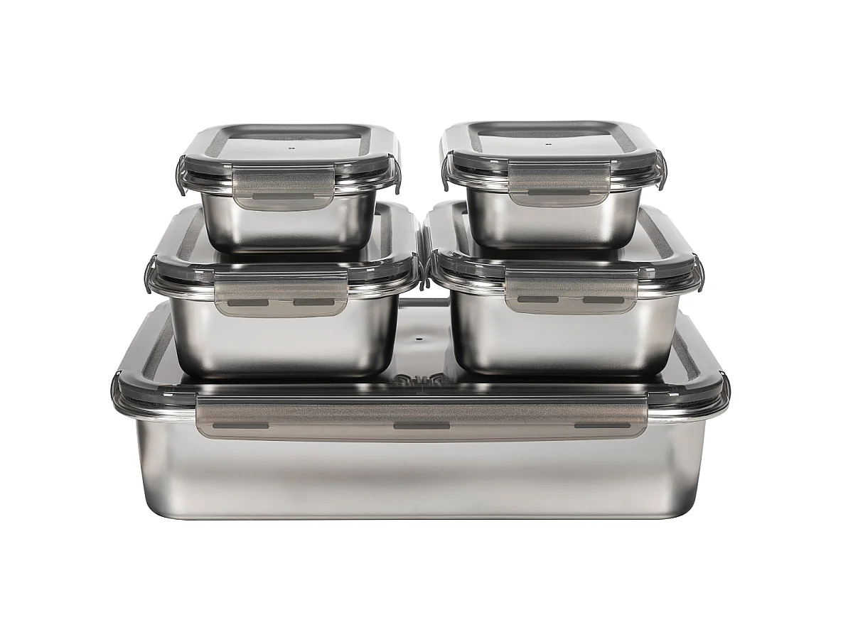 5 boîtes rectangulaires inox