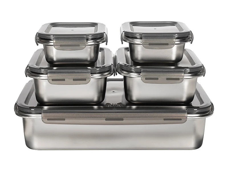 5 boîtes rectangulaires inox