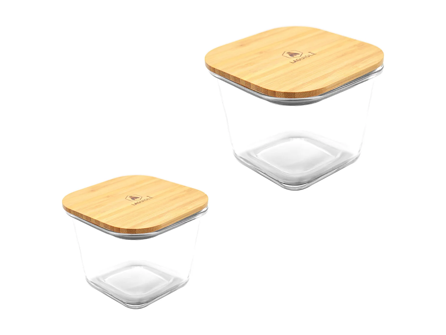 2 boîtes carrées hautes en verre bambou