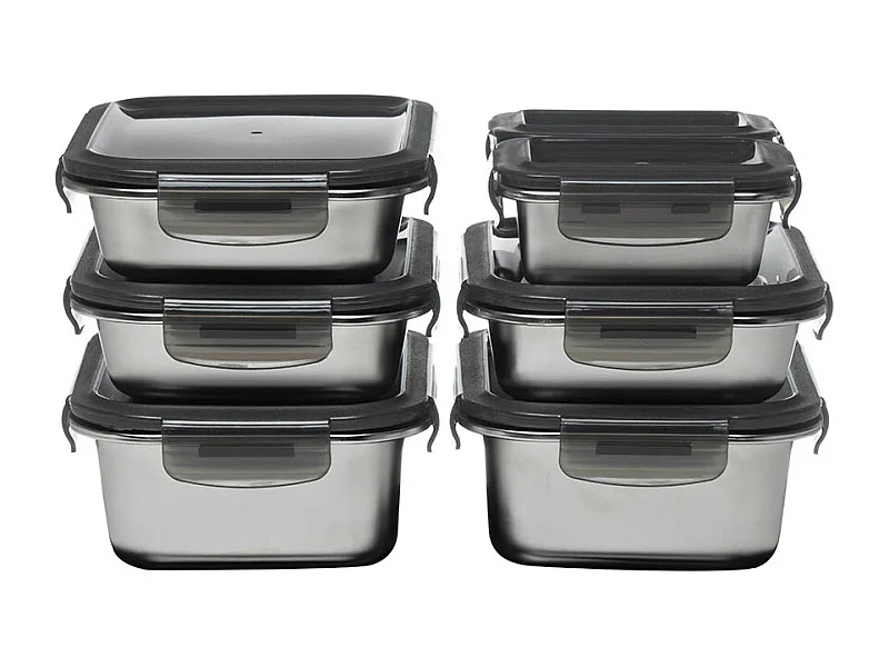 7 boîtes rectangulaires inox