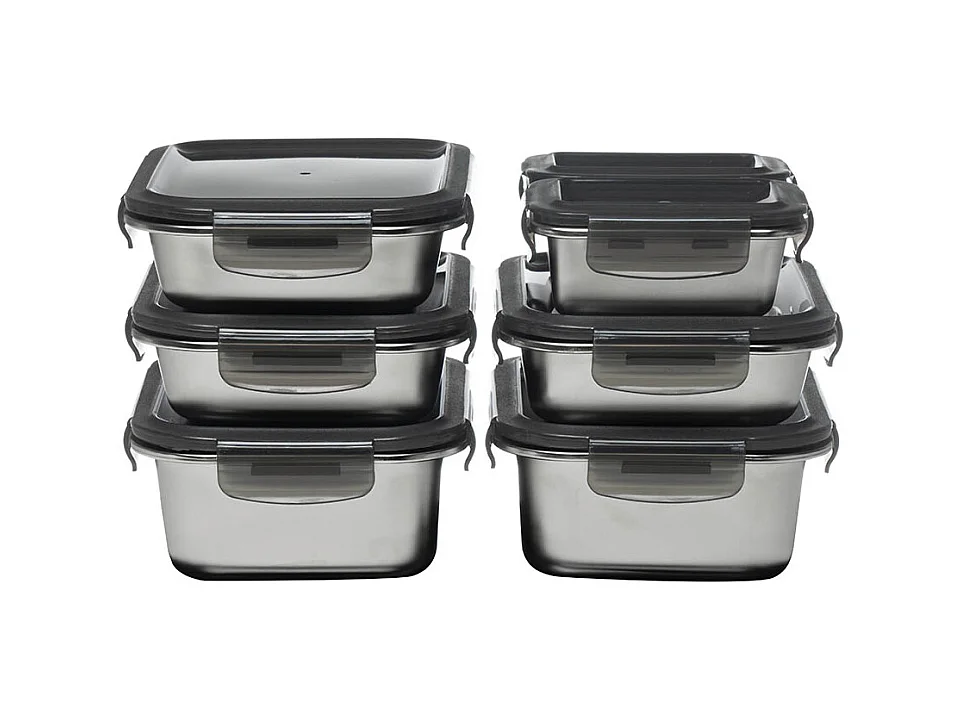 7 boîtes rectangulaires inox